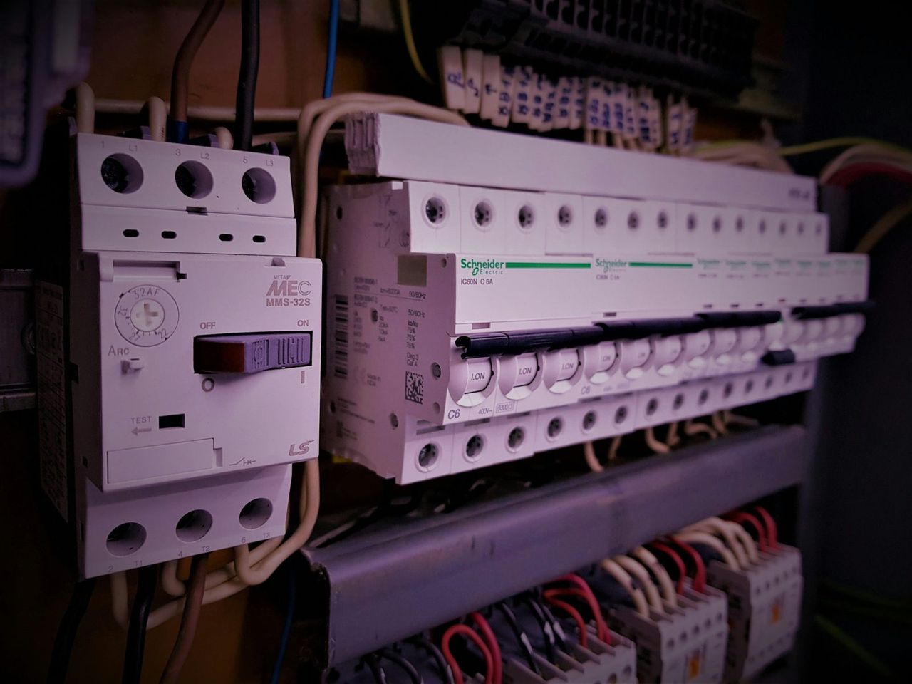 Electrical panel with modular circuit breakers and wiring